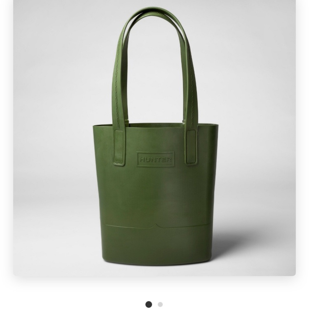 Hunter green rubber tote bag